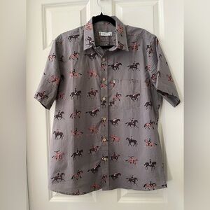 Men’s Gulab Chand Jaipur The Ace Collection button down short sleeve horses M